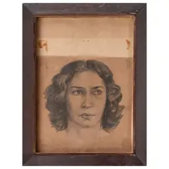 Luis G. Serrano, Retrato de Margarita Serrano, Lápiz de grafito sobre papel