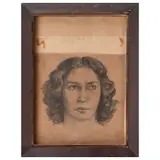 Luis G. Serrano, Retrato de Margarita Serrano, Lápiz de grafito sobre papel