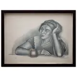 Raúl Anguiano, Mujer con manzana, Litografía 155 / 180