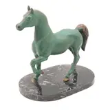 Caballo Al Paso, SIGLO XX, Bronce, patinado en color verde; con base de mármol negro