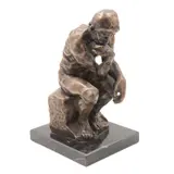 El Pensador*, SIGLO XX, Bronce, patinado en color marrón; con base de mármol negro