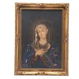 Virgen de la Soledad, ESCUELA CUZQUEÑA, SIGLO XX, Óleo sobre tela adherido a tablero