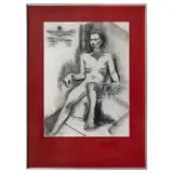 Francisco Maza, Estudio de figura con modelo para Lady Warting, 1987, Carboncillo y lápiz sobre papel