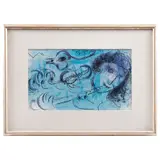 Marc Chagall, Le Joueur de Flute, del portafolio Marc Chagall de Jacques Lassaigne, 1957, Litografía sin número de tiraje