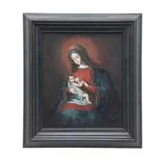 Virgen de la Leche, ESCUELA CUZQUEÑA, SIGLO XX, Óleo sobre tela