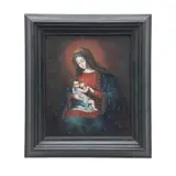 Virgen de la Leche, ESCUELA CUZQUEÑA, SIGLO XX, Óleo sobre tela