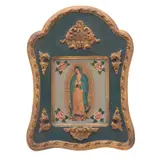 Virgen de Guadalupe, MÉXICO, SIGLO XX, Óleo sobre tablero(?), marco de madera dorada