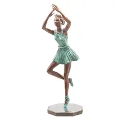 Bailarina En Punta, SIGLO XX, Bronce, patinado en tono marrón y verde; base de hierro con superficie pulida