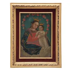 Virgen del Refugio, MÉXICO, CA, 1900, Óleo sobre lámina de zinc