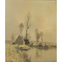 Alexandre Jacob, Printemps Au Vieux Moukin Bords Du Morin (Spring at Moukin Bords Du Morin), Oil on canvas