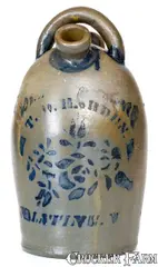T.D. Harden, Very Rare T.D. HARDEN. / PALATINE. W. VA. Stoneware Harvest Jug, circa 1875, Stoneware