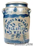 Boyers & Harden, Fine Three-Gallon BOYERS & HARDEN / PALATINE / W.VA Stoneware Jar w/ Elaborate Cobalt Decoration, circa 1875, Stoneware
