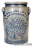 Knotts. Swindler & Co, Exceptional Four-Gallon KNOTTS. SWINDLER & CO / PALATINE / W. VA Stoneware Jar w/ Profuse Decoration, circa 1875, Stoneware