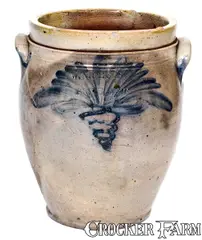 W. Nichols, Very Rare W. NICHOLS / PO'KEEPSIE Decorated Stoneware Jar, Poughkeepsie, NY, 1823, 1823, Stoneware