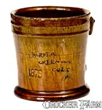 E. Parker, Very Rare Glazed Redware Mug, E PARKER / GREENWOOD / COL C / PA / 1879, 1879, Redware