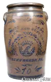 Williams And Reppert, 10 Gal. WILLIAMS & REPPERT / GREENSBORO, PA Stoneware Jar w/ Stenciled Eagle Decoration