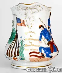 M A P, Exceptional Colonel Ellsworth Civil War Ironstone Pitcher, Stamped M A P / TRENTON, NJ, circa 1863, Stoneware