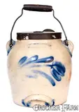 COWDEN & WILCOX / HARRISBURG, PA Stoneware Batter Pail with Floral Decoration by Cowden & Wilcox, circa 1865, Stoneware, sold Aug 2020