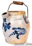 COWDEN & WILCOX / HARRISBURG, PA Stoneware Batter Pail w/ Flower Blossom Designs by Cowden & Wilcox, circa 1865, Stoneware, sold Aug 2020
