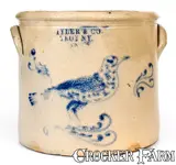 Tyler & Co., TYLER & CO. / TROY, NY 2 Gal. Stoneware Bird Crock, mid 19th century, Stoneware