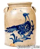William Roberts, W. ROBERTS / BINGHAMTON NY Four-Gallon Stoneware Bird Jar, circa 1870, Stoneware