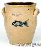 C. Boynton, Very Unusual C. BOYNTON / TROY Stoneware Fish Jar, circa 1825-1829, Stoneware