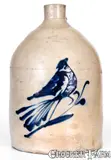 White & Wood, 2 Gal. WHITE & WOOD / BINGHAMTON, NY Stoneware Bird Jug, circa 1880, Stoneware