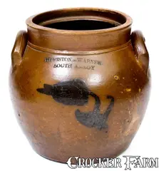 Humiston & Warner, Rare 2 Gal. HUMISTON & WARNER / SOUTH AMBOY Stoneware Jar, circa 1830, Stoneware