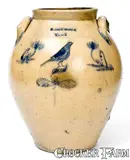 Robert Seymour, Rare R. SEYMOUR / TROY Stoneware Jar with Incised Bird Decoration, circa 1830, Stoneware