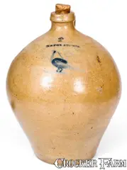 E. S. Fox, Scarce E. S. FOX / ATHENS Stoneware Jug with Bird Decoration, circa 1840, Stoneware