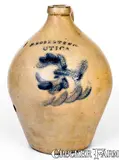 David Roberts, 1 Gal. D. ROBERTS / UTICA Stoneware Jug with Floral Decoration