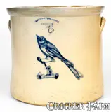 Seymour & Bosworth, SEYMOUR & BOSWORTH / HARTFORD, CT Stoneware Crock w/ Cobalt Bird-on-Stump Decoration, circa 1890, Stoneware