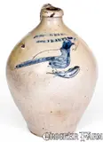 J. Wells, Very Rare J. WELLS / NORTHAMPTON Incised Bird Jug (T. CRAFTS / WHATELY, MA), circa 1832-1834, Stoneware