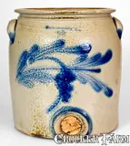 Rare 2 Gal. COWDEN & WILCOX / HARRISBURG, PA Stoneware Water Cooler by Cowden & Wilcox, circa 1865, Stoneware, sold Mar 2020
