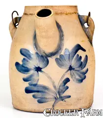 Wm. Rooker, Rare WM. ROOKER / EASTON, PA Stoneware Batter Pail with Floral Decoration, late 19th century, Stoneware