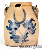 Wm. Rooker, Rare WM. ROOKER / EASTON, PA Stoneware Batter Pail with Floral Decoration, late 19th century, Stoneware