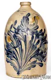 T. Miller, Fine M. &. T. MILLER /NEWPORT, PA Stoneware Jug w/ Profuse Decoration, circa 1870, Stoneware