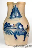 COWDEN & WILCOX / HARRISBURG, PA Stoneware Pitcher with Floral Decoration by Cowden & Wilcox, circa 1865, Stoneware, sold Mar 2020