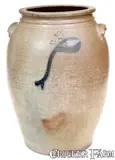 N. Clark, Rare N. CLARK / PARKERSBURG, WV Stoneware Jar w/ Cobalt Decoration, circa 1850, Stoneware