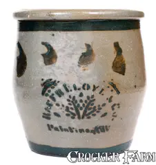 Lloyd & Co., Rare RAGER, LLOYD & CO. / Palatine, W. VA Stoneware Cream Jar w/ Brown Slip Decoration, circa 1875, Stoneware