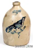 Fort Edward Pottery Co., Rare FORT EDWARD / POTTERY CO. (George Saterlee) Stoneware Bird Jug, circa 1859, Stoneware