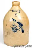 Ottman & Co., Rare HAXSTUN, OTTMAN & CO. / FORT EDWARD N.Y. Jug w/ Bird Chasing Butterfly