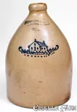 A.O. Whittemore, A. O. WHITTEMORE / HAVANA, NY Stoneware Jug with House Decoration