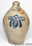 N. Clark & Co., Rare 3 Gal. N. CLARK & CO. / LYONS Stoneware Jug with Detailed Insect Decoration