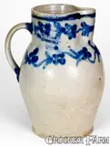 H. Remmey, Extremely Rare and Fine H. REMMEY / BALTIMORE Stoneware Pitcher w/ Floral Vine Design, circa 1818, Stoneware