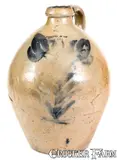 Higgins & Co, Rare HIGGINS & CO. / CLEVELAND, OH Stoneware Jug with Floral Decoration, circa 1840, Stoneware