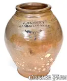 J. Remmey, Rare J. REMMEY / MANHATTAN-WELLS / NEW-YORK Stoneware Jar w/ Incised Decoration