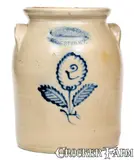 Burger & Lang, 2 Gal. BURGER & LANG / ROCHESTER, NY Stoneware Jar with Floral Decoration, circa 1875, Stoneware
