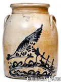 Fort Edward Pottery Co., Rare FORT EDWARD / POTTERY CO Stoneware Jar w/ Chicken-Pecking-Corn Scene, circa 1859, Stoneware