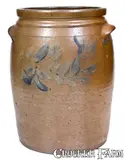 H. & S. Swank, Rare 4 Gal. H. & S. SWANK / JOHNSTOWN, PA Stoneware Crock w/ Floral Decoration, circa 1885, Stoneware